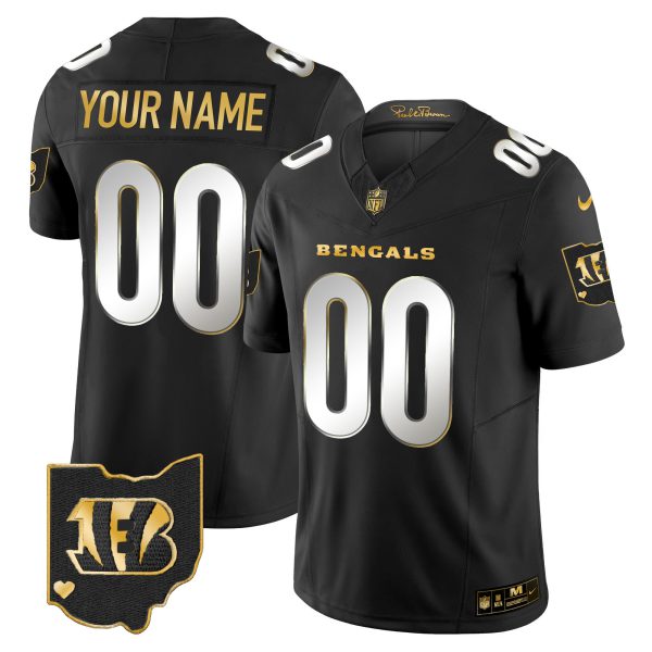 Bengals Ohio Patch Vapor Limited Gold Custom Jersey - All Stitched - Image 2