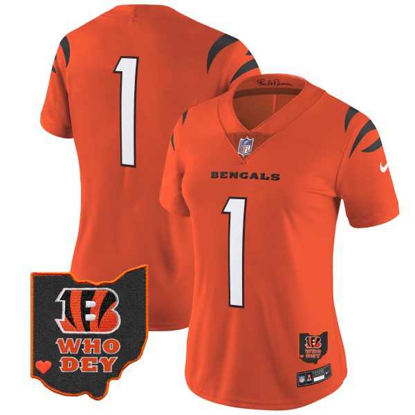 Women's Bengals Ohio Patch Vapor Limited Jersey V2 - All Stitched - Image 28