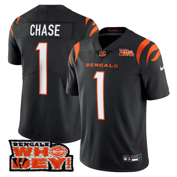 Men's Cincinnati Bengals Who Dey Patch Jersey - All Stitched - Image 2