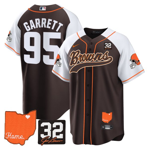 Men's Browns #32 Jim Brown Memorial & Home Patch Baseball Jersey - All Stitched - Image 5