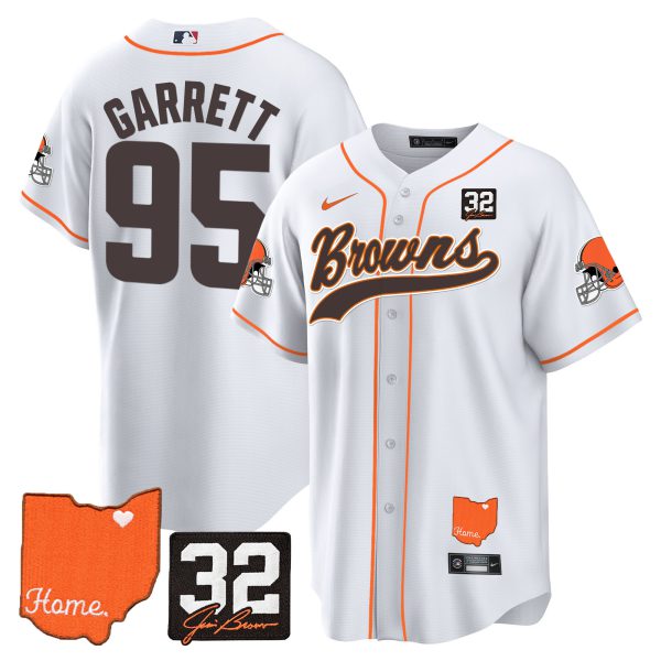 Men's Browns #32 Jim Brown Memorial & Home Patch Baseball Jersey - All Stitched - Image 23