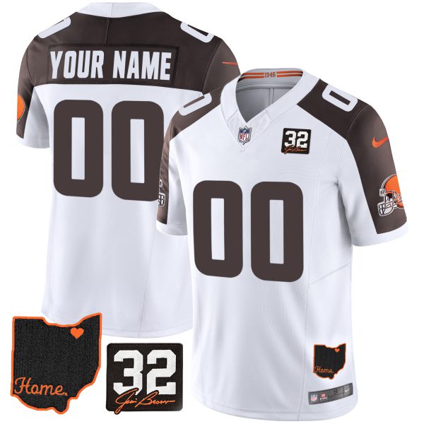 Browns #32 Jim Brown Memorial & Home Patch Custom Jersey V3 - All Stitched - Image 5