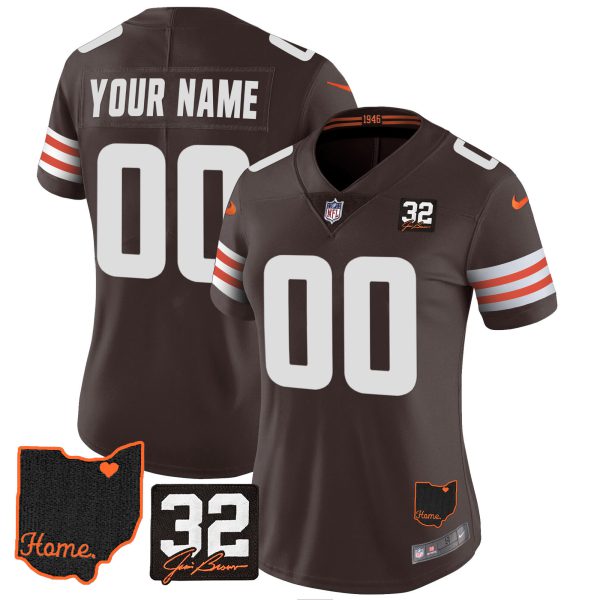 Browns #32 Jim Brown Memorial & Home Patch Custom Jersey V3 - All Stitched - Image 7