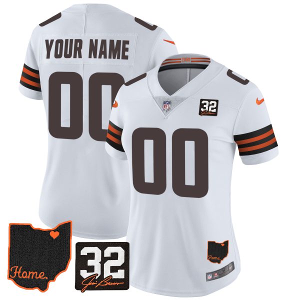 Browns #32 Jim Brown Memorial & Home Patch Custom Jersey V3 - All Stitched - Image 8