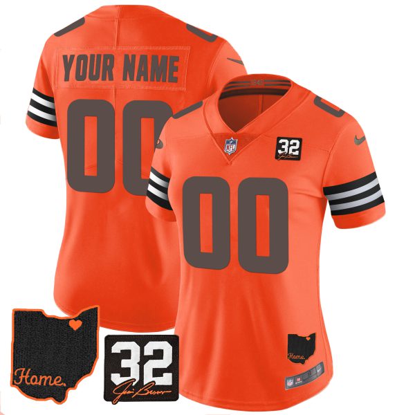 Browns #32 Jim Brown Memorial & Home Patch Custom Jersey V3 - All Stitched - Image 9