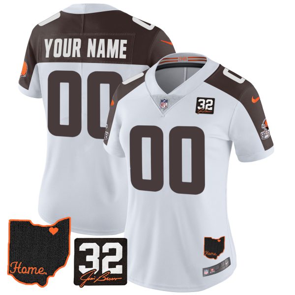 Browns #32 Jim Brown Memorial & Home Patch Custom Jersey V3 - All Stitched - Image 10