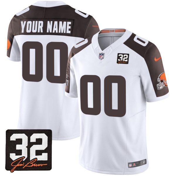 Browns #32 Jim Brown Memorial Patch Custom Jersey - All Stitched - Image 5