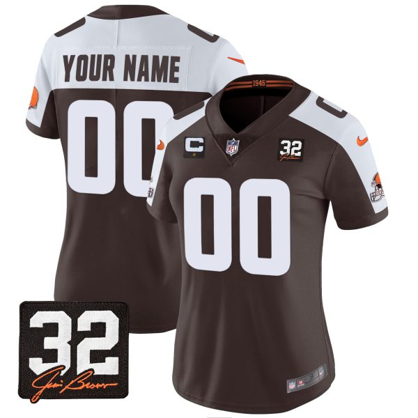 Browns #32 Jim Brown Memorial Patch Custom Jersey - All Stitched - Image 6