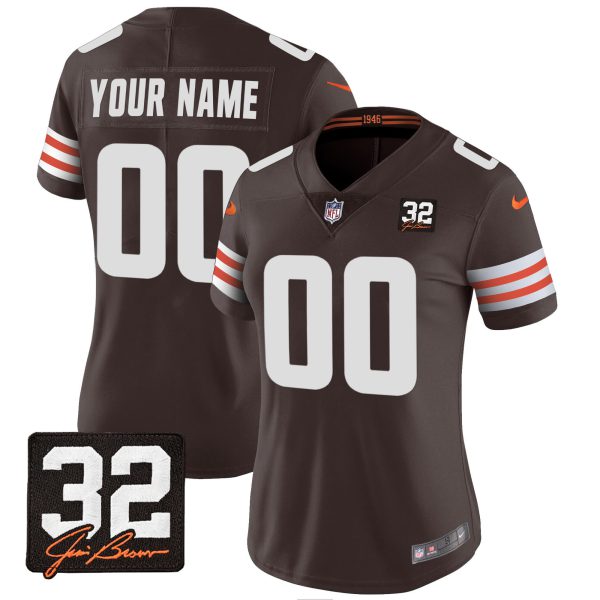 Browns #32 Jim Brown Memorial Patch Custom Jersey - All Stitched - Image 7
