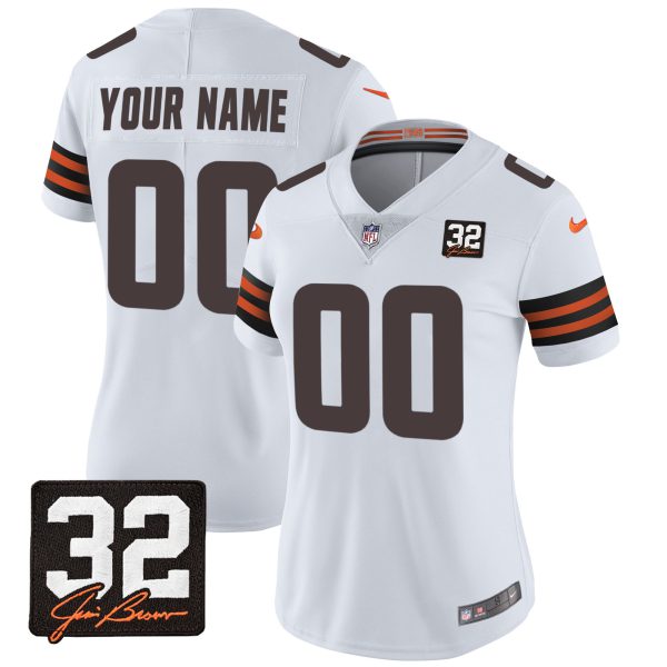 Browns #32 Jim Brown Memorial Patch Custom Jersey - All Stitched - Image 8