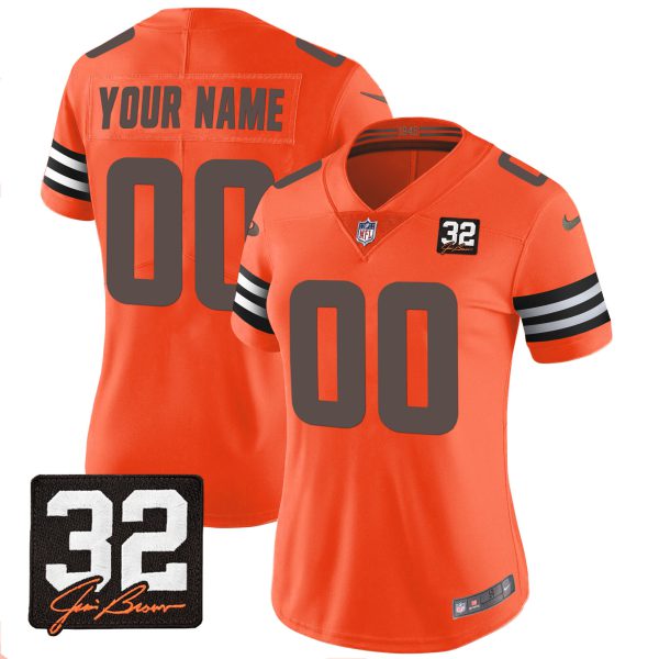 Browns #32 Jim Brown Memorial Patch Custom Jersey - All Stitched - Image 9
