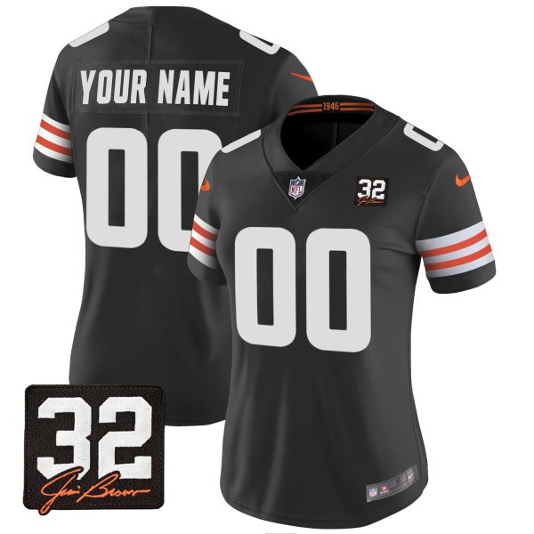Browns #32 Jim Brown Memorial Patch Custom Jersey - All Stitched - Image 10