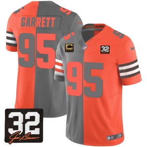 Myles Garrett Cleveland Browns Gray Orange Split Jersey - All Stitched