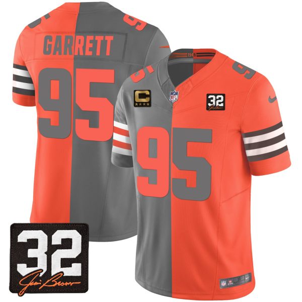 Myles Garrett Cleveland Browns Gray Orange Split Jersey - All Stitched