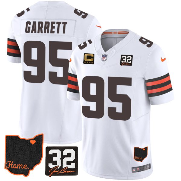 Men's Browns #32 Jim Brown Memorial & Home Patch Jersey V3 - All Stitched - Image 23