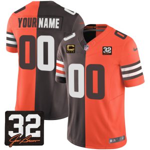 Cleveland Browns Brown Orange Split Custom Jersey - All Stitched