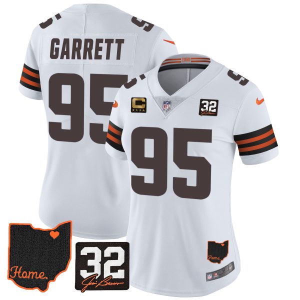 Women's Browns #32 Jim Brown Memorial & Home Patch Jersey V3 - All Stitched - Image 19