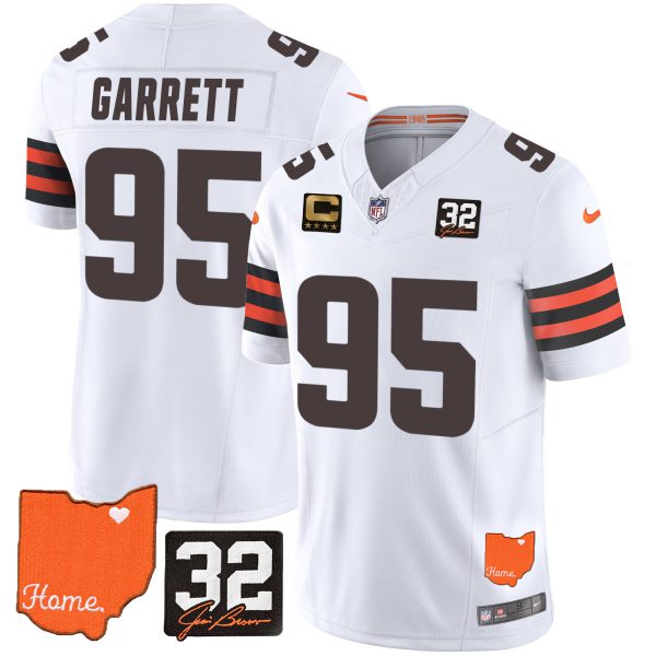 Myles Garrett Browns #32 Jim Brown Memorial & Home Patch Jersey - All Stitched - Image 3