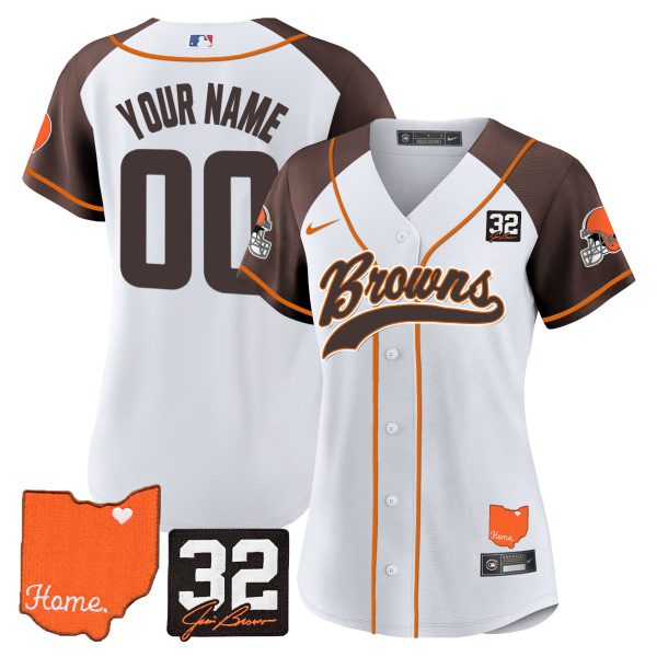 Browns #32 Jim Brown Memorial & Home Patch Baseball Custom Jersey - All Stitched - Image 10