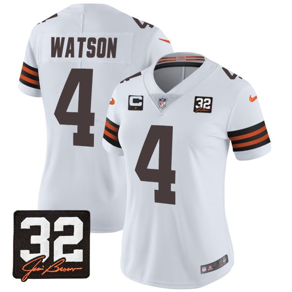 Women's Browns #32 Jim Brown Memorial Patch Jersey - All Stitched - Image 13