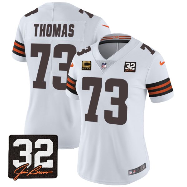 Women's Browns #32 Jim Brown Memorial Patch Jersey - All Stitched - Image 15