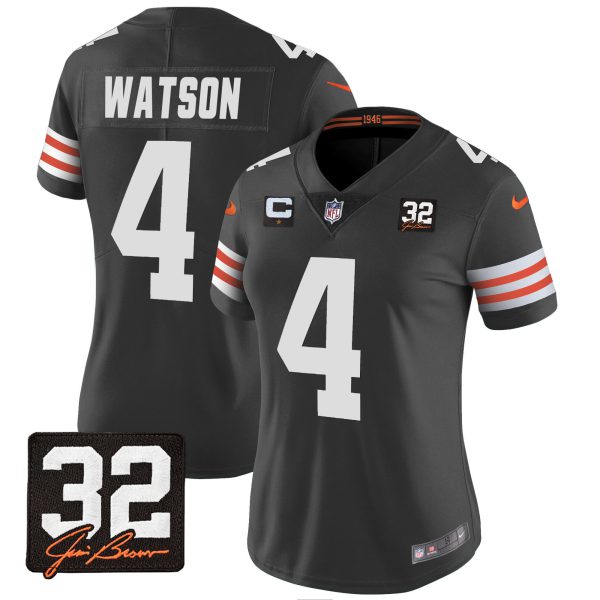 Women's Browns #32 Jim Brown Memorial Patch Jersey - All Stitched - Image 25