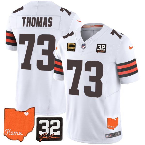 Men's Browns #32 Jim Brown Memorial & Home Patch Jersey V2 - All Stitched - Image 17