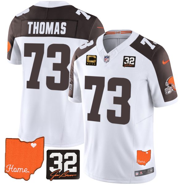 Men's Browns #32 Jim Brown Memorial & Home Patch Jersey V2 - All Stitched - Image 31