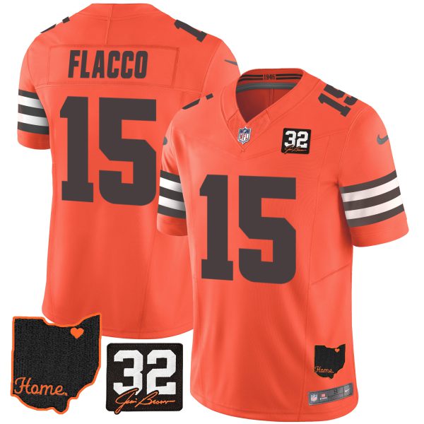 Joe Flacco Browns Vapor Jersey - All Stitched - Image 4