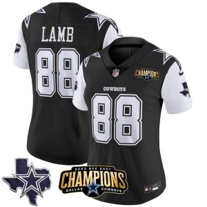 CeeDee Lamb Cowboys 2023 NFC East Champions Patch Vapor Women Jersey- All Stitched