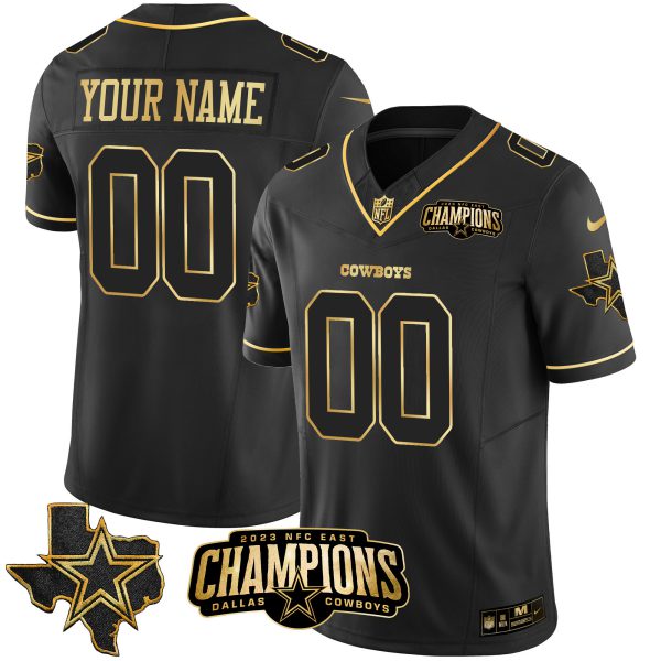 Cowboys 2023 NFC East Champions Patch Gold Vapor Custom Jersey - All Stitched - Image 3