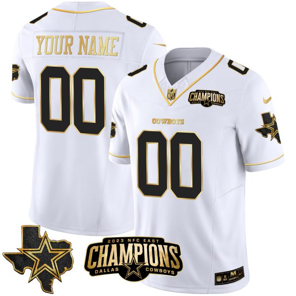 Cowboys 2023 NFC East Champions Patch Gold Vapor Custom Jersey - All Stitched - Image 4