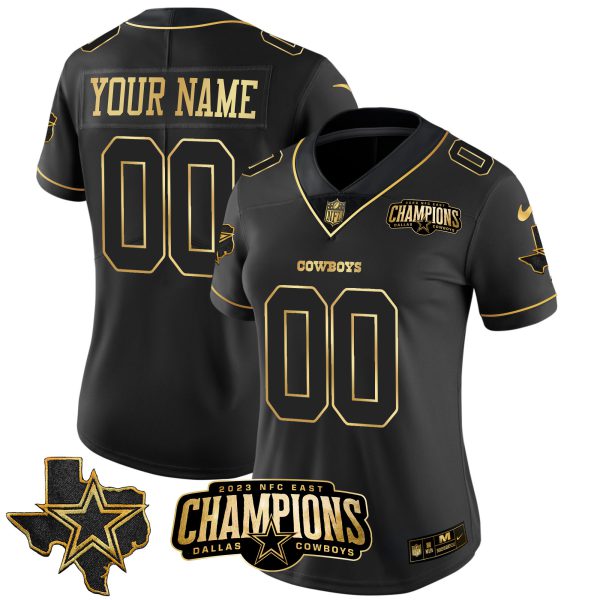 Cowboys 2023 NFC East Champions Patch Gold Vapor Custom Jersey - All Stitched - Image 7