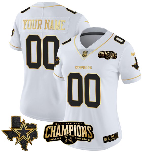 Cowboys 2023 NFC East Champions Patch Gold Vapor Custom Jersey - All Stitched - Image 8