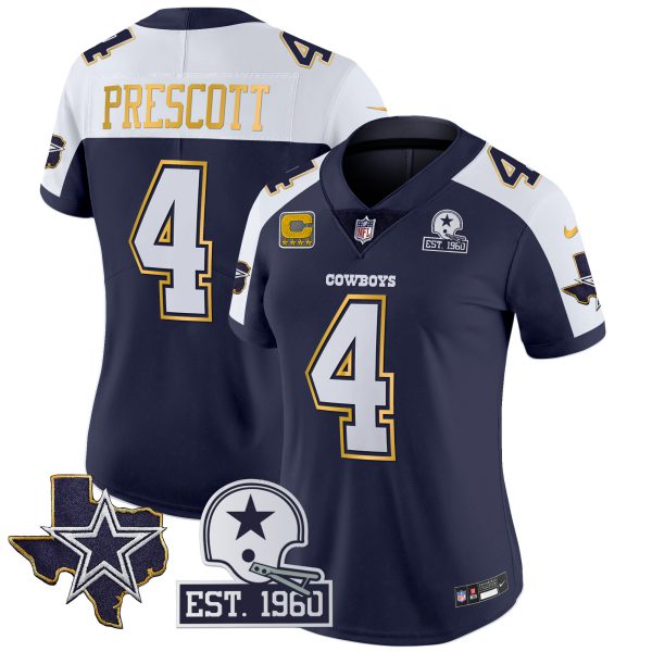 Women's Cowboys Texas Patch Gold Trim Vapor Jersey - All Stitched - Image 2