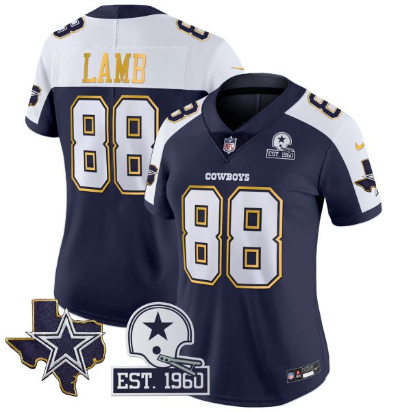 Women's Cowboys Texas Patch Gold Trim Vapor Jersey - All Stitched - Image 3
