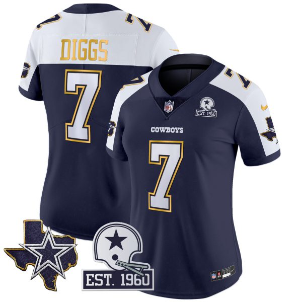 Women's Cowboys Texas Patch Gold Trim Vapor Jersey - All Stitched - Image 4