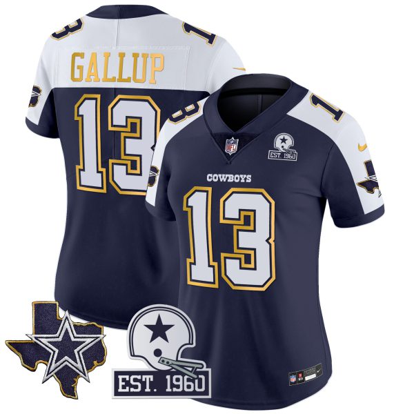 Women's Cowboys Texas Patch Gold Trim Vapor Jersey - All Stitched - Image 5