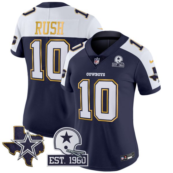 Women's Cowboys Texas Patch Gold Trim Vapor Jersey - All Stitched - Image 6