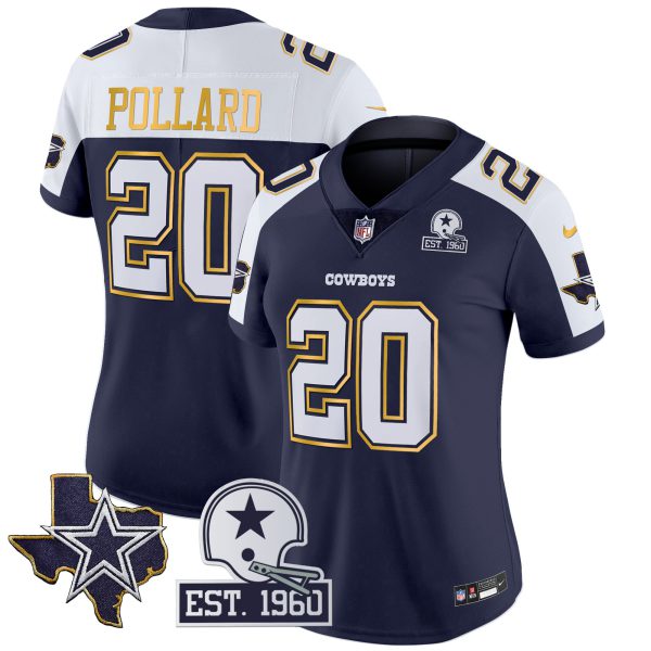 Women's Cowboys Texas Patch Gold Trim Vapor Jersey - All Stitched - Image 7