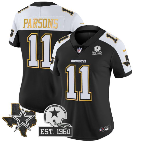 Women's Cowboys Texas Patch Gold Trim Vapor Jersey - All Stitched - Image 8