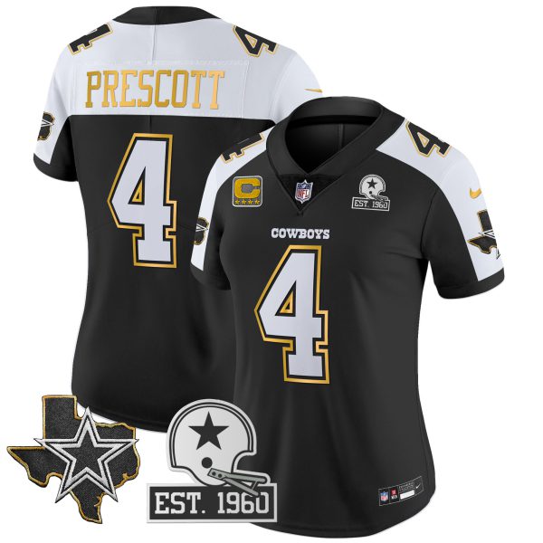Women's Cowboys Texas Patch Gold Trim Vapor Jersey - All Stitched - Image 9