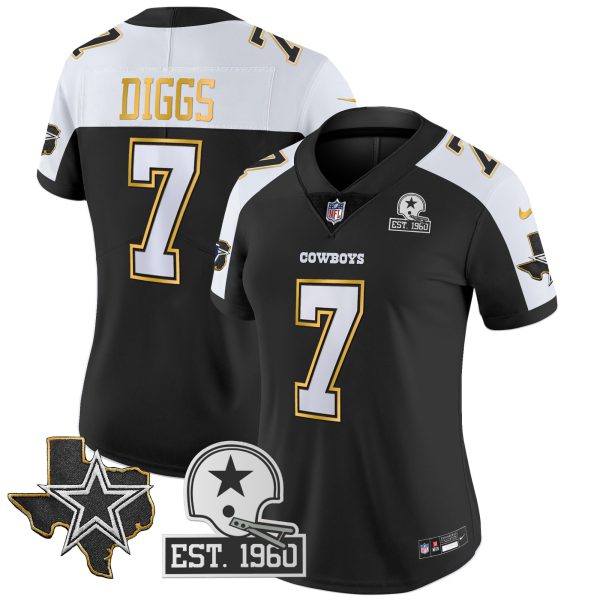 Women's Cowboys Texas Patch Gold Trim Vapor Jersey - All Stitched - Image 11