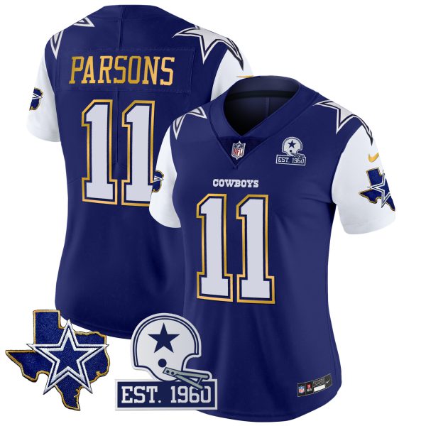 Women's Cowboys Texas Patch Gold Trim Vapor Jersey - All Stitched - Image 15
