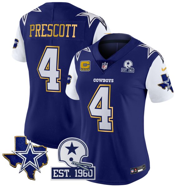Women's Cowboys Texas Patch Gold Trim Vapor Jersey - All Stitched - Image 16