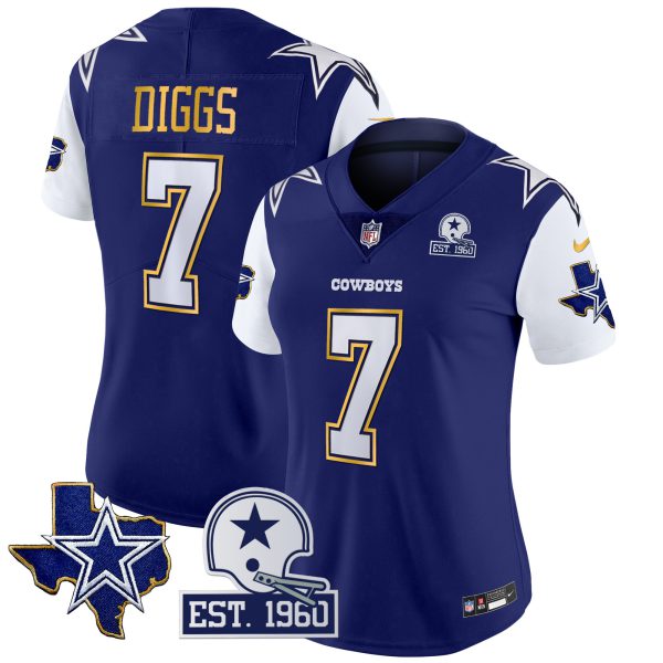 Women's Cowboys Texas Patch Gold Trim Vapor Jersey - All Stitched - Image 18