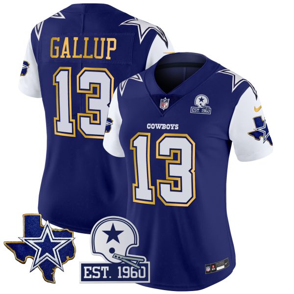 Women's Cowboys Texas Patch Gold Trim Vapor Jersey - All Stitched - Image 19