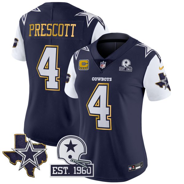 Women's Cowboys Texas Patch Gold Trim Vapor Jersey - All Stitched - Image 23