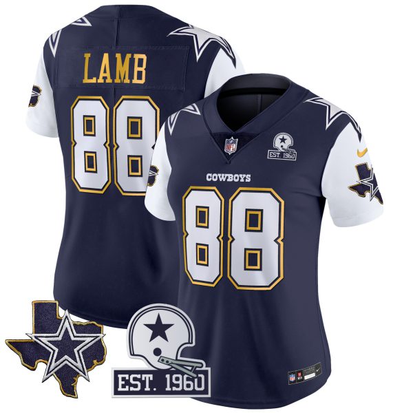 Women's Cowboys Texas Patch Gold Trim Vapor Jersey - All Stitched - Image 24
