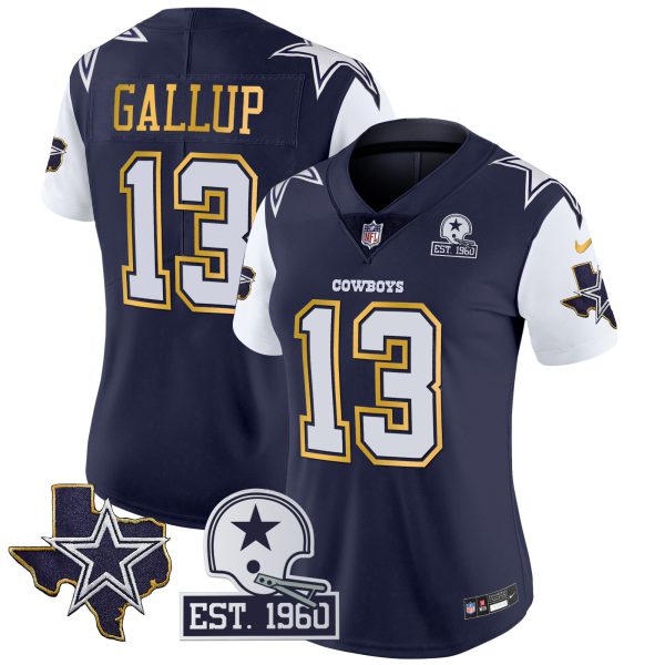 Women's Cowboys Texas Patch Gold Trim Vapor Jersey - All Stitched - Image 26